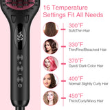 Enhanced Ceramic Hair Straightener Brush by MiroPure, 2-in-1 Ionic Straightening Brush with Anti-Scald Feature, Auto Temperature Lock & Auto-Off Function (Black)