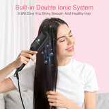 Enhanced Ceramic Hair Straightener Brush by MiroPure, 2-in-1 Ionic Straightening Brush with Anti-Scald Feature, Auto Temperature Lock & Auto-Off Function (Black)