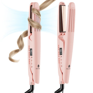 MiroPure 360° Airflow Styler Curling Iron, Titanium Flat Iron Hair Straightener and Curler 2 in 1, Professional Curing Wand with Ionic Aroma Cool Air, 13 Adjustable Temps, Dual Voltage for Long Hair - Miropure