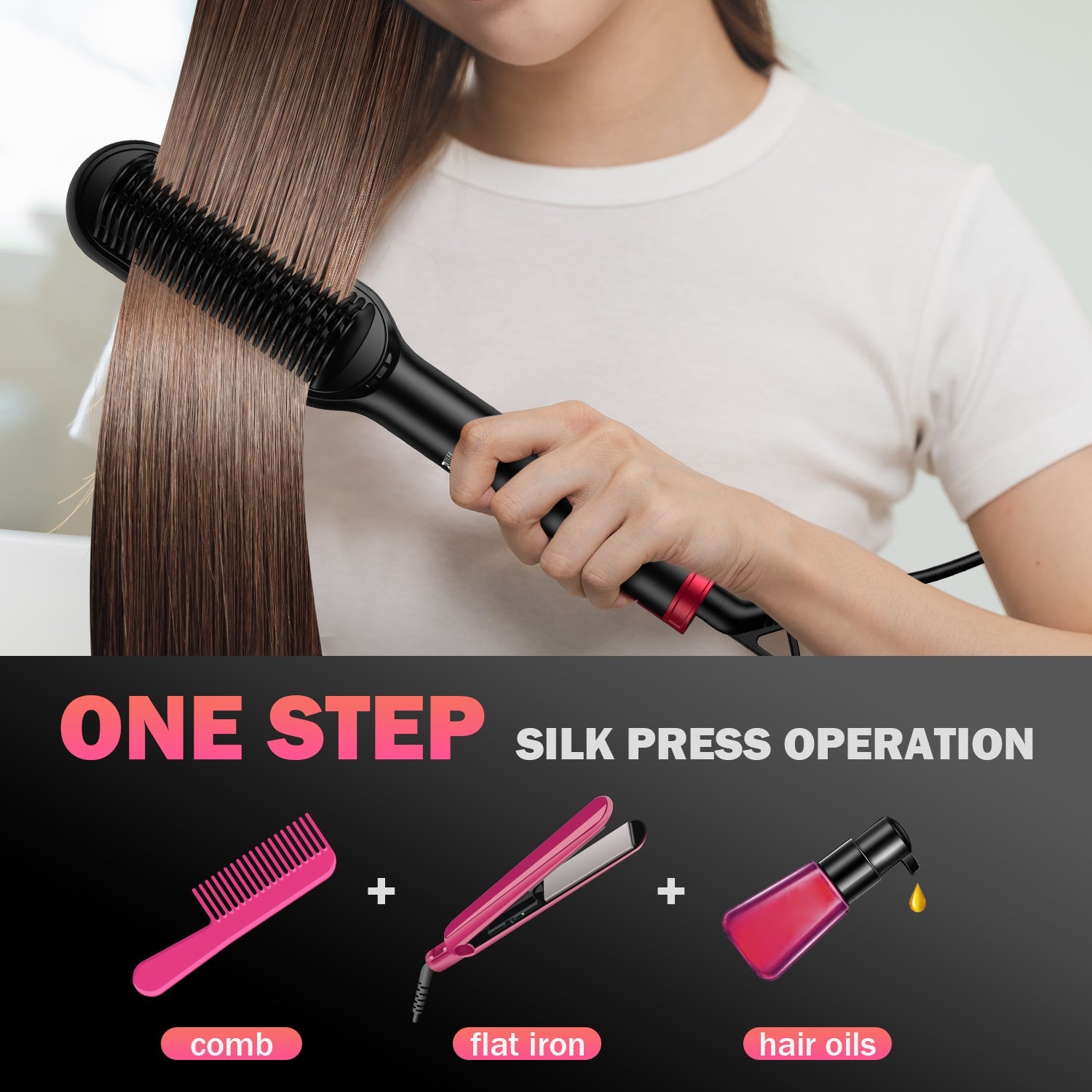 MiroPure 705F Ionic Hair Straightener Brush, Reduce Hair Frizz & Knotting - Miropure