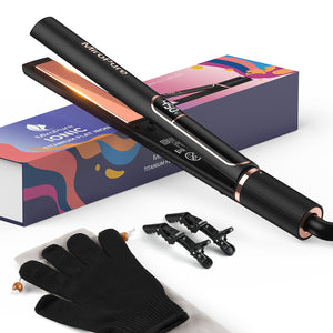 MiroPure Flat Iron Hair Straightener, 1 Inch Titanium Plates Hair Straightener with 15S Heat-up, Professional MCH Ceramic Negative Ion Hair Iron Dual Voltage for Women Hair with Auto Shut-Off - Miropure