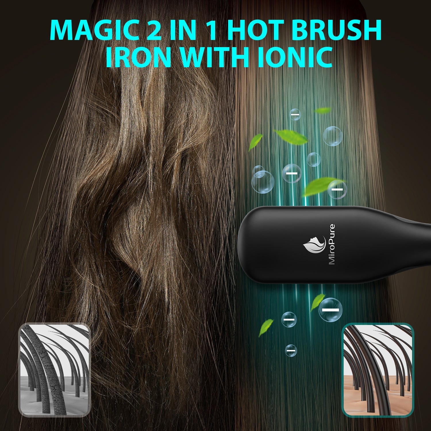 Miropure WF049 Hair Straightener Brush With Ionic Generator - Miropure